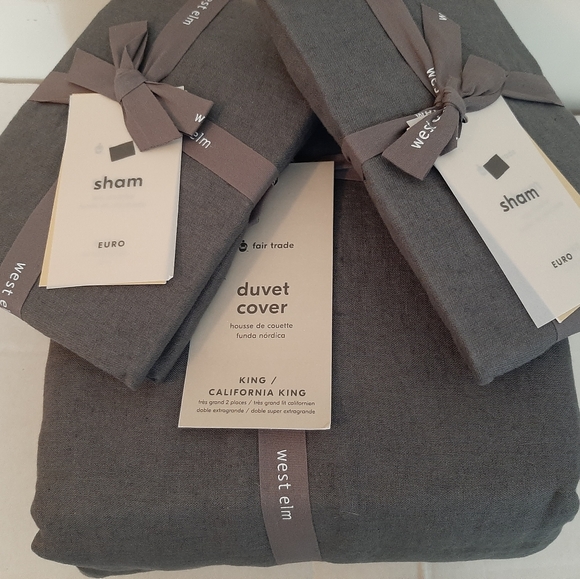 West Elm Bedding West Elm Linen Duvet Cover King 2 Euro Shams Iron